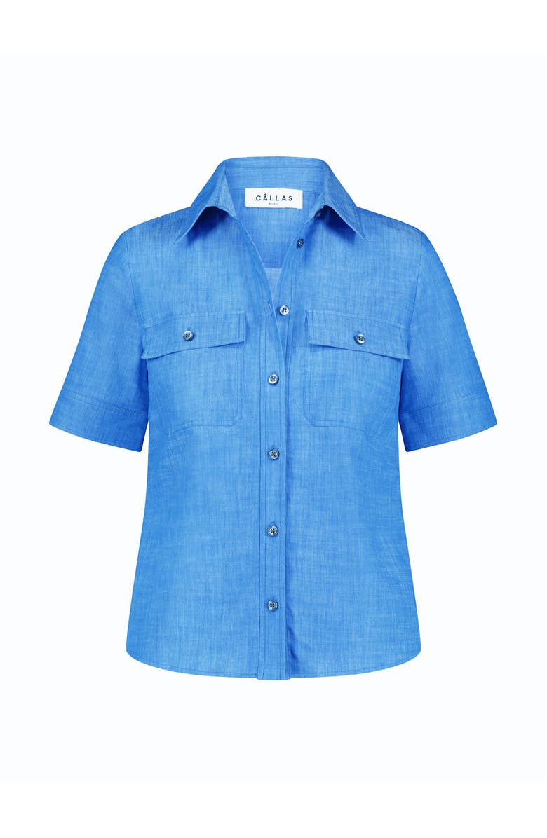 Callas Milano Vesper Stretch denim poplin shirt, Main, color, Blue