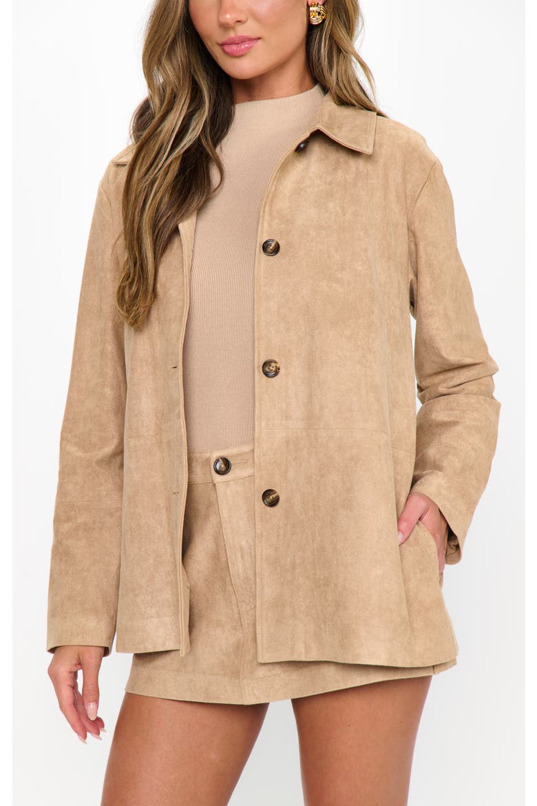 Vancouver Jacket, Main, color, Beige Faux Suede
