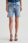 AG Ex-Boyfriend Raw Hem Mid Length Denim Shorts
