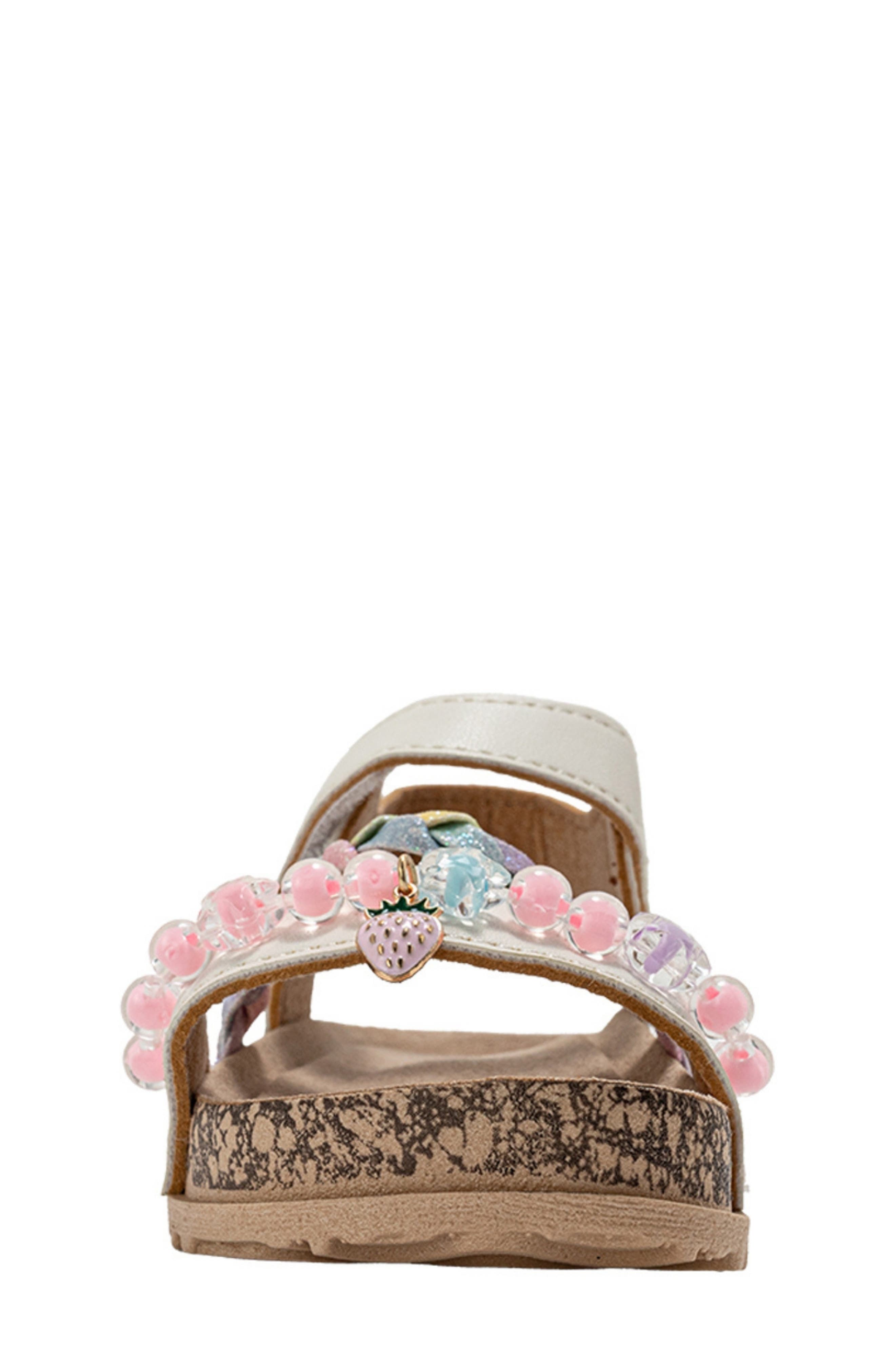 bebe Berry Beaded & Braided Sandal, Alternate, color, White Multi