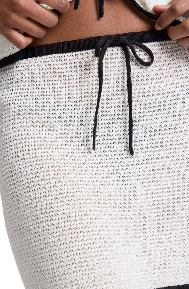 Onia Knit Linen Mini Skirt, Alternate, color, Egret/Black