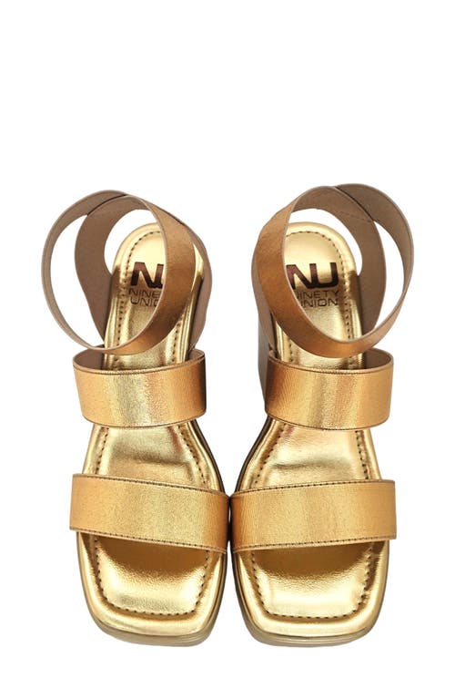 Ninety Union Paige Elastic Strap Wedge Sandal In Gold