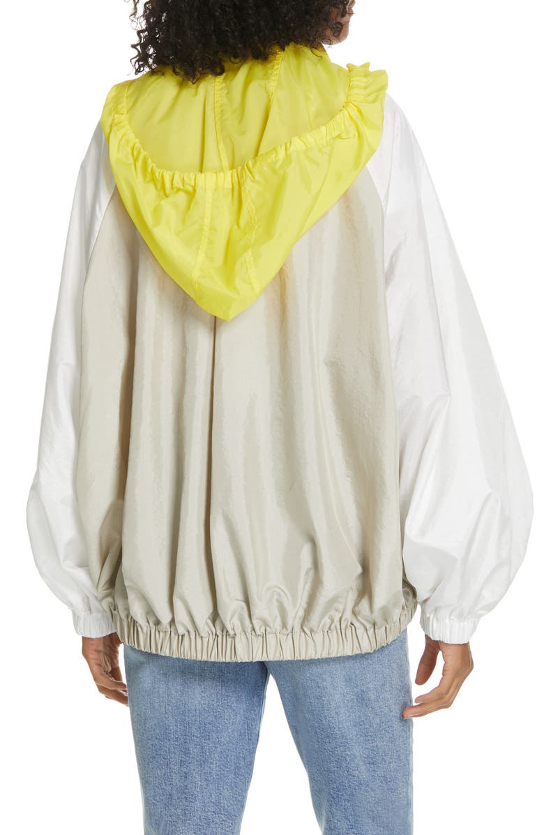 Tibi Contrast Sleeve Jacket with Detachable Hood, Alternate, color, 