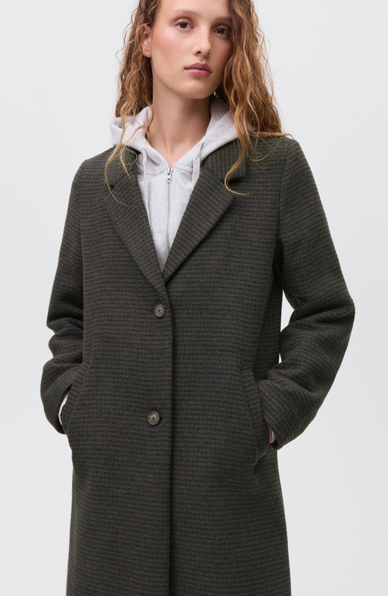 MANGO TEEN Long Check Coat, Alternate, color, Grey