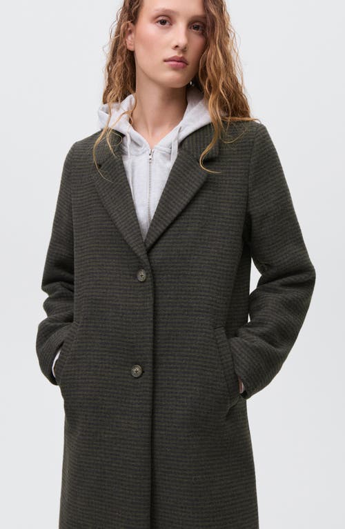 Mango Teen Long Check Coat In Gray