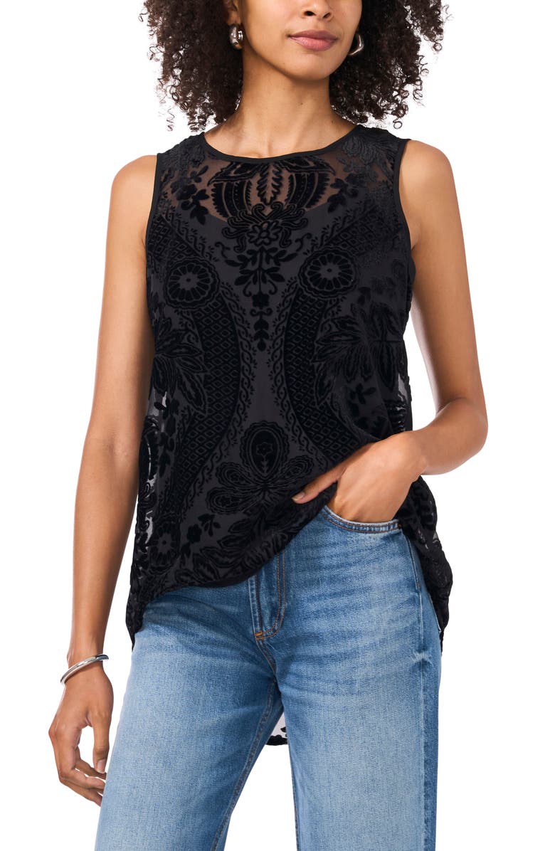 Vince Camuto Velvet Burnout High Low Top, Main, color, 