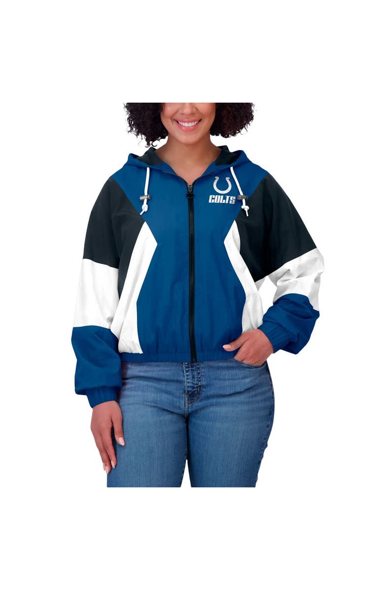 WEAR by Erin Andrews Women's WEAR by Erin Andrews Blue Indianapolis Colts Plus Size Color Block Full-Zip Windbreaker Jacket, Alternate, color, 