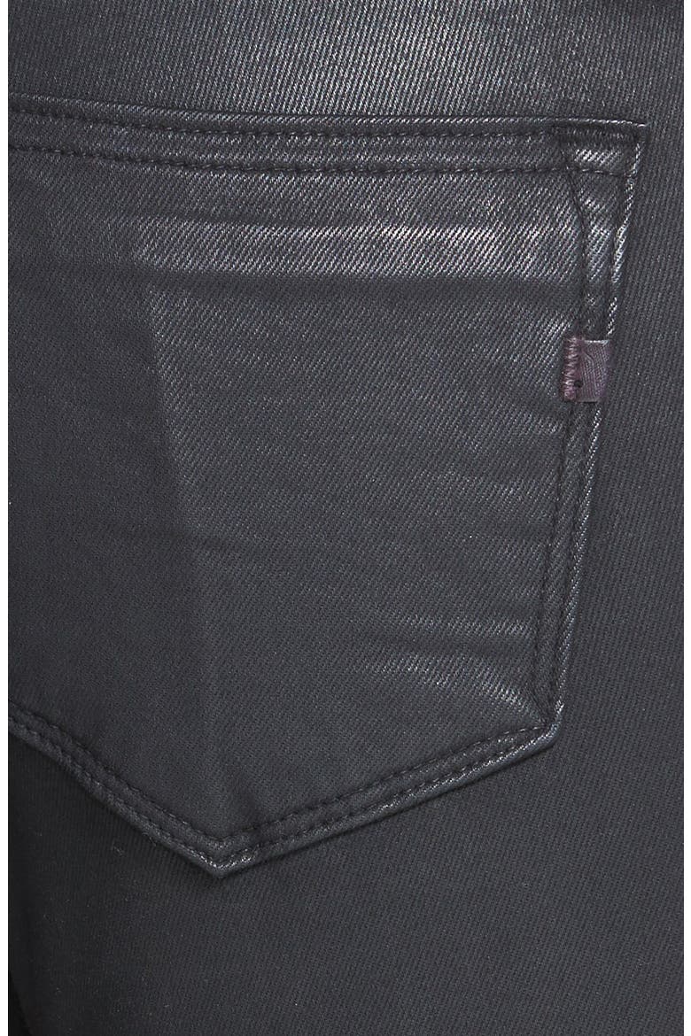 Coated Skinny Jeans, Alternate, color, BLACK