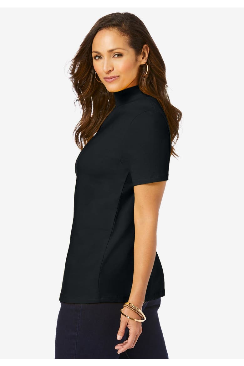 Short Sleeve Mock Neck, Alternate, color, BLACK