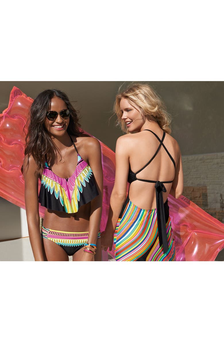 Trina Turk 'Plumas' Ruffle Bikini Top, Alternate, color, 