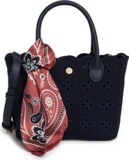 Nanette Lepore Eyelet Embroidered Denim Satchel