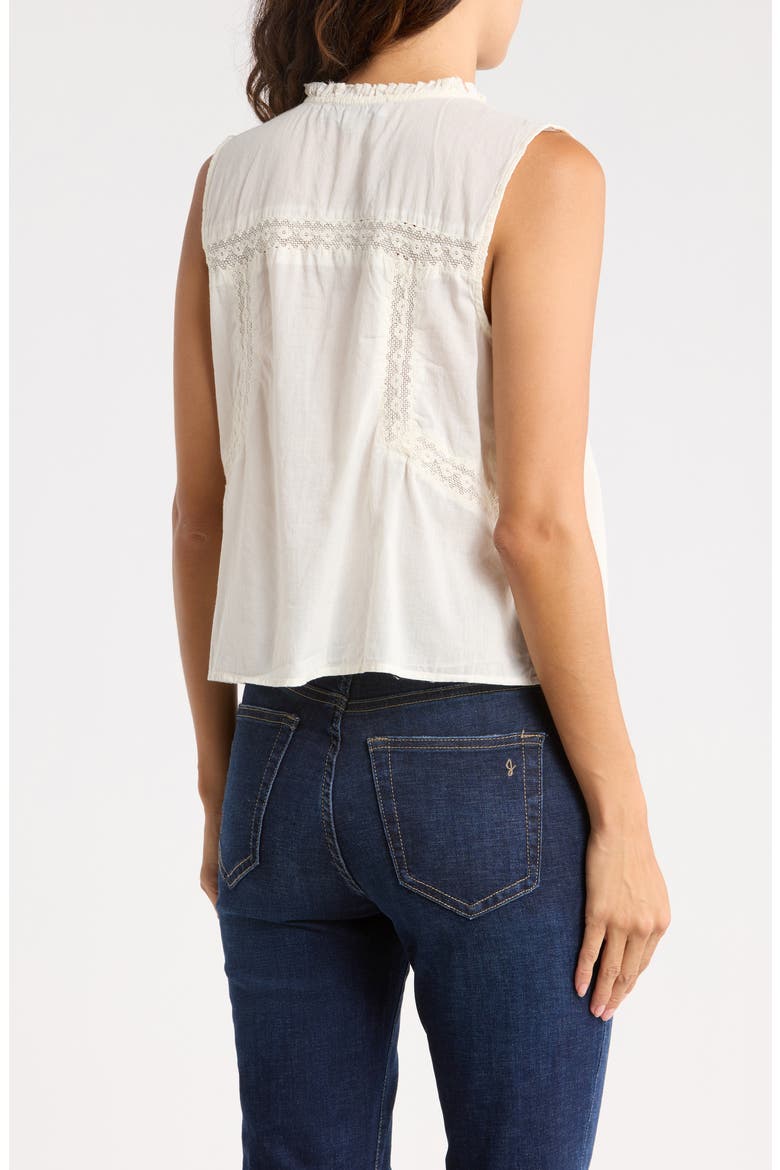 Tie Front Sleeveless Cotton Top, Alternate, color, WHITE IVORY