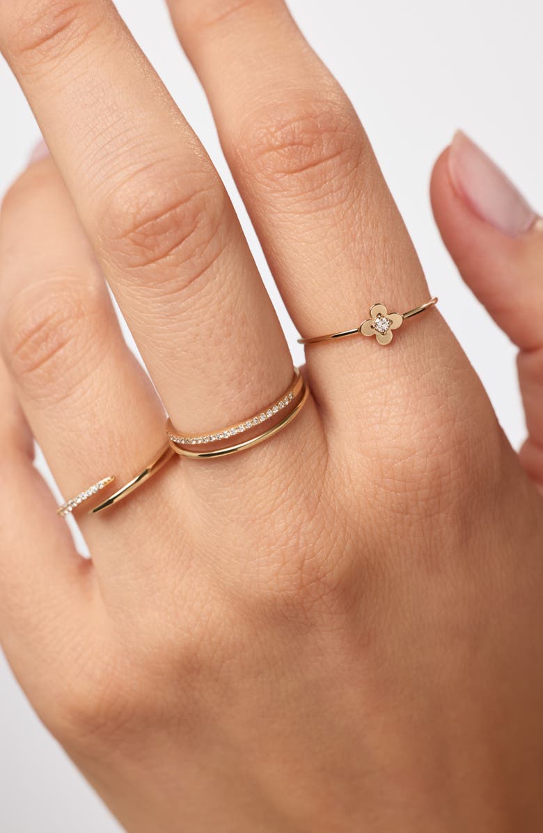 Ana Luisa Solid Yellow Gold - Mini Diamond Flower Ring, Alternate, color, Gold