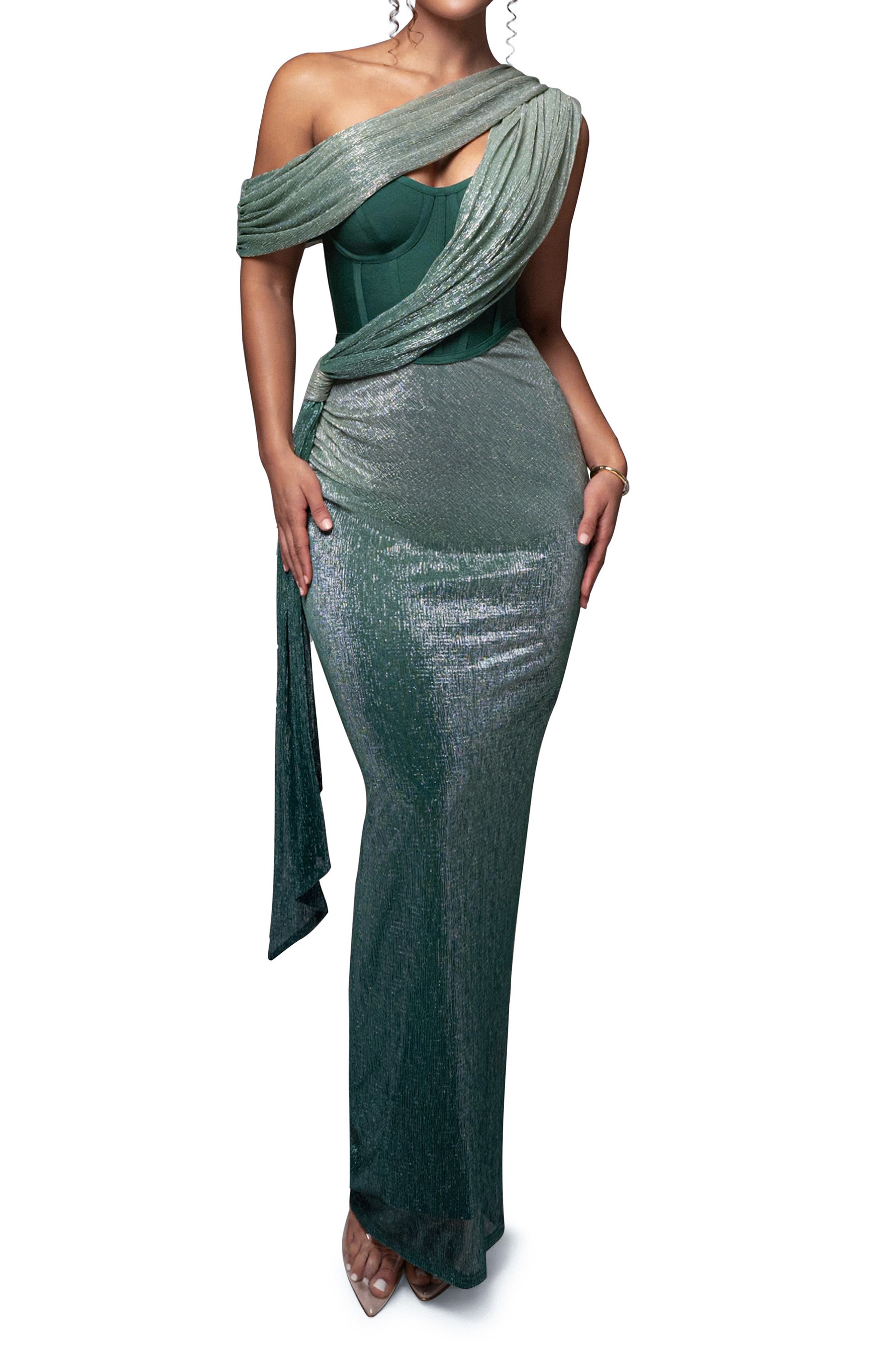green celestina draped maxi dress Green Celestina Draped Maxi Dress FOIOR