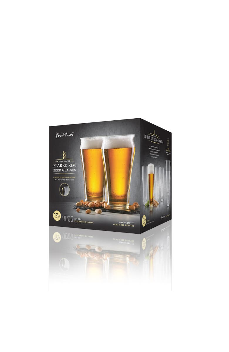 FINAL TOUCH Brewhouse Beer Glass - Set of 4 - 17 oz, Alternate, color, Clear