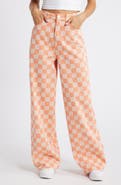 NASTY GAL Checkerboard High Waist Baggy Pants