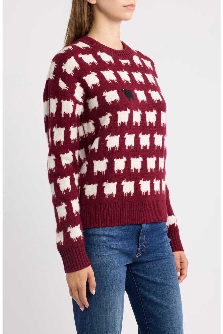 Sheep Wool Crewneck Sweater, Alternate, color, BURGUNDY