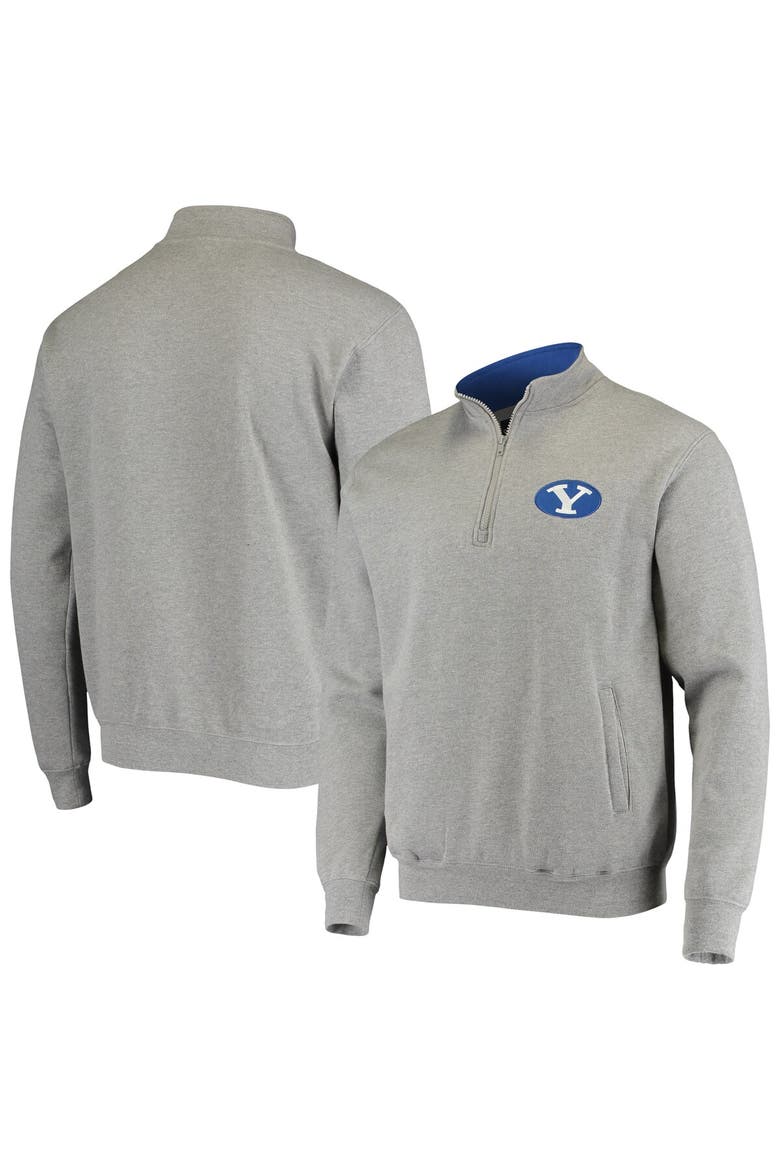 Men's Colosseum Heathered Gray BYU Cougars Tortugas Logo Quarter-Zip Jacket, Alternate, color, Heather Gray