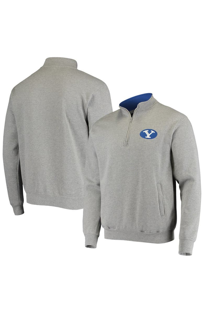 COLOSSEUM Men's Colosseum Heathered Gray BYU Cougars Tortugas Logo Quarter-Zip Jacket, Alternate, color, 
