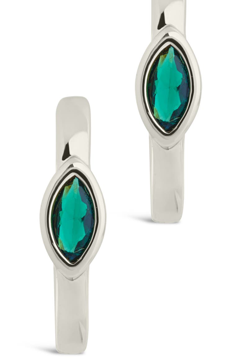 Robyn Cubic Zirconia Huggie Hoop Earrings, Alternate, color, SILVER