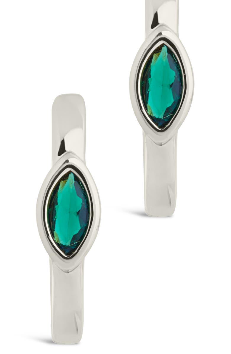 Sterling Forever Robyn Cubic Zirconia Huggie Hoop Earrings, Alternate, color, Silver