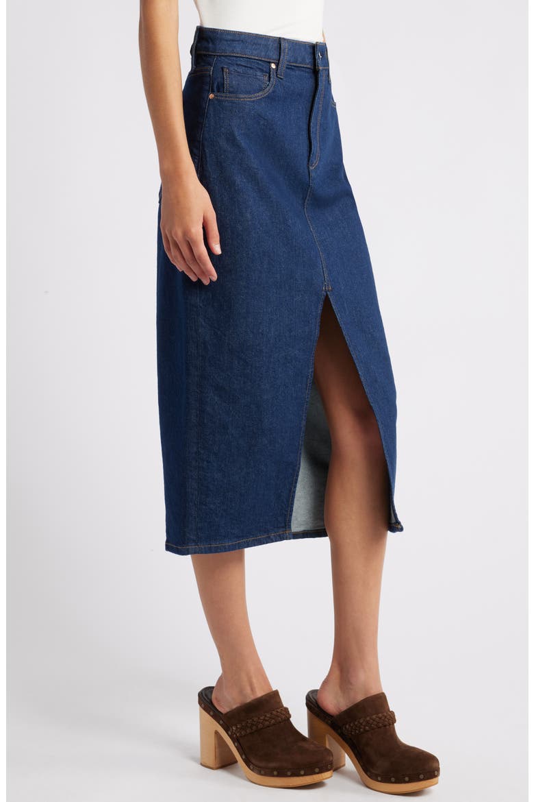 Angela Denim Midi Skirt, Alternate, color, AZURA