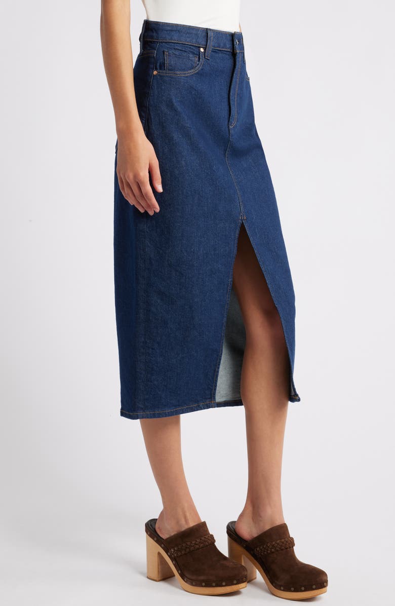 PAIGE Angela Denim Midi Skirt, Alternate, color, Azura