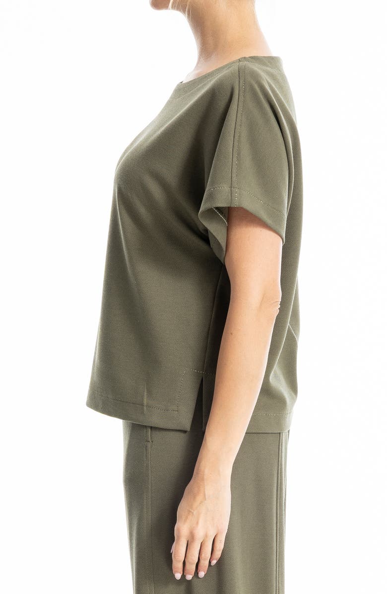 MAX STUDIO Back Stitch Knit T-Shirt, Alternate, color, Sage/ Ivory