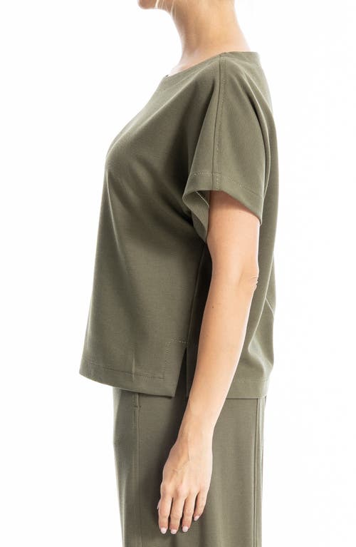 Max Studio Back Stitch Knit T-shirt In Green