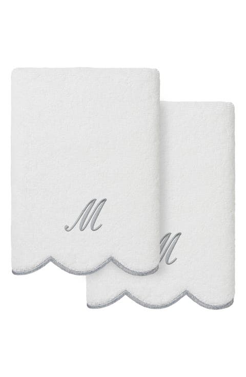 Scallop Personalized Monogram 2-Piece Hand Towel Set