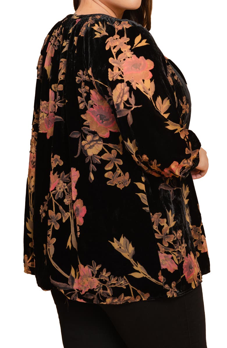 DR2 by Daniel Rainn Daniel Rainn Split Neck Velvet Burnout Top, Alternate, color,