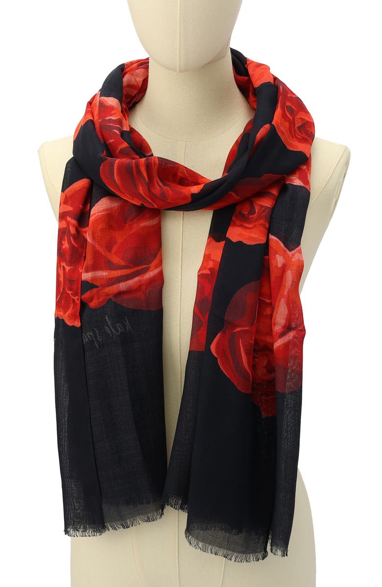 Kate Spade New York charming rose oblong scarf, Alternate, color,