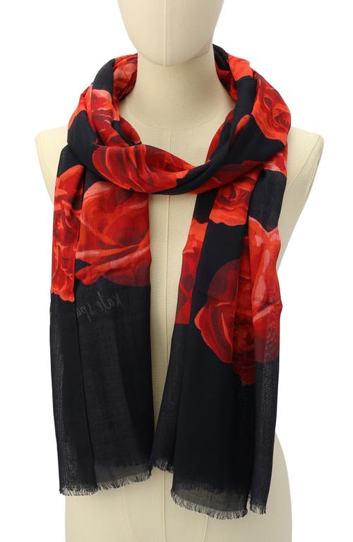 Kate Spade Women's Charming Rose Oblong Scarf In Planetary Navy