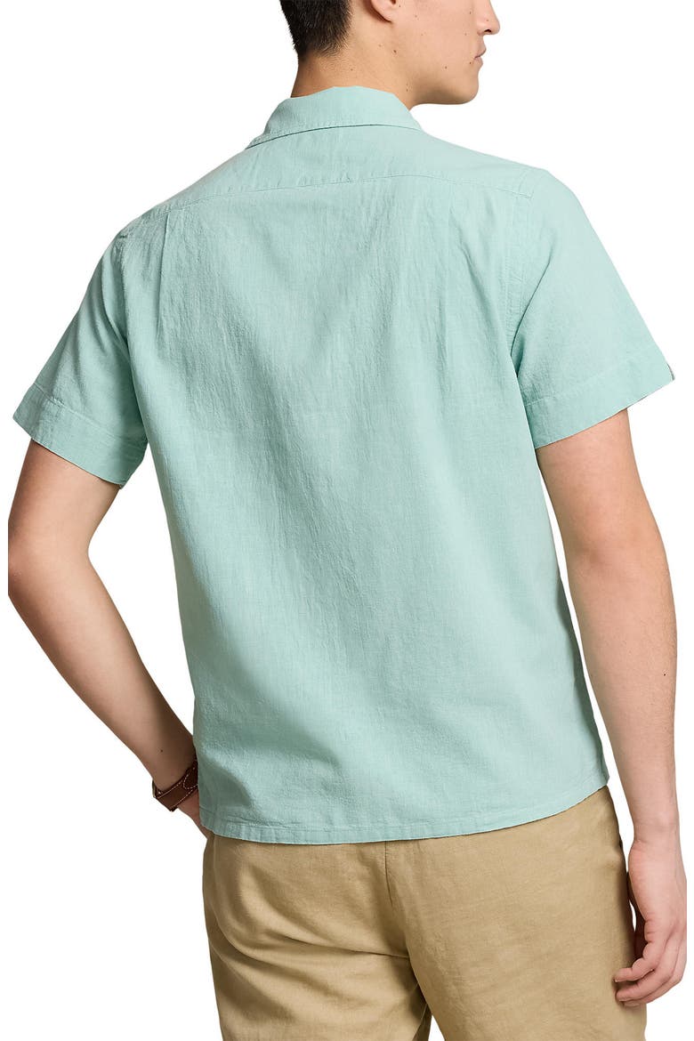 Linen & Cotton Camp Shirt, Alternate, color, CELADON