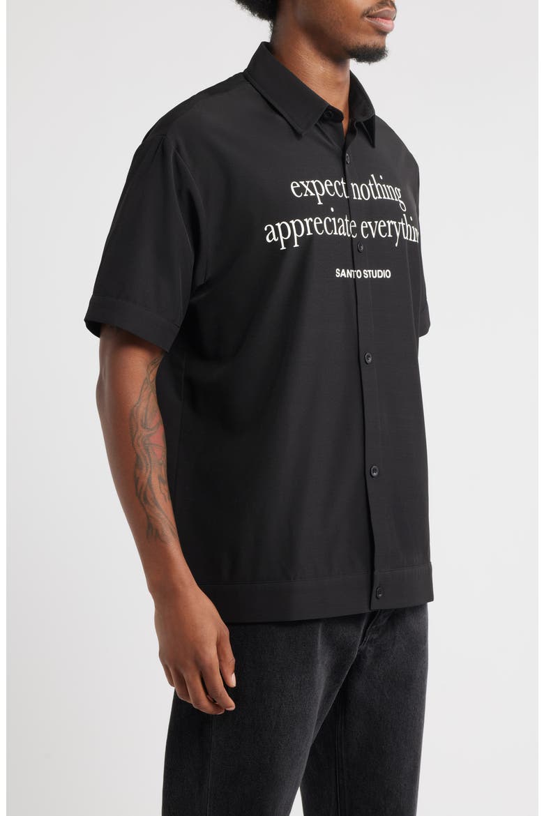 Appreciate Button-Up Shirt, Alternate, color, BLACK