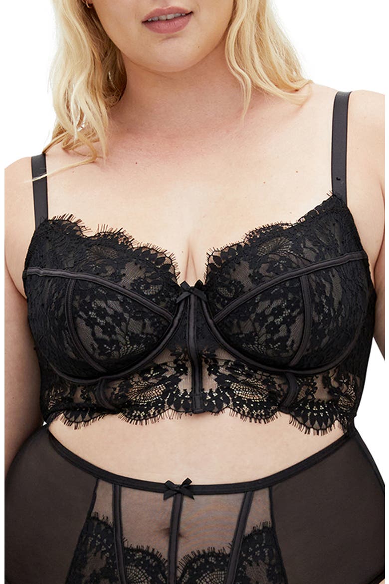 Arabella Longline Underwire Bra, Main, color, BLACK