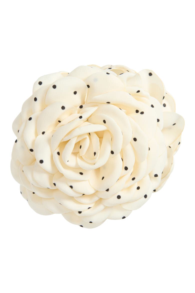 Kennedy Polka Dot Rosette Claw Clip, Main, color, CREAM