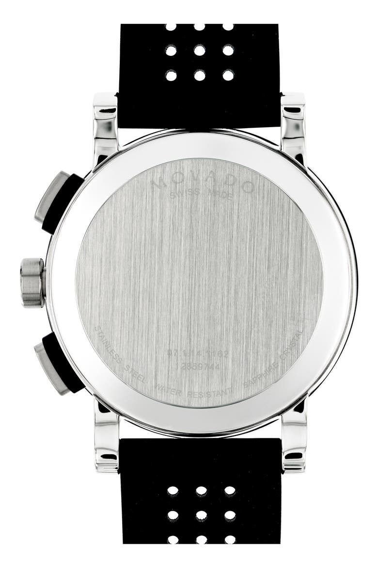 'Museum' Chronograph Rubber Strap Watch, 44mm, Alternate, color, BLACK