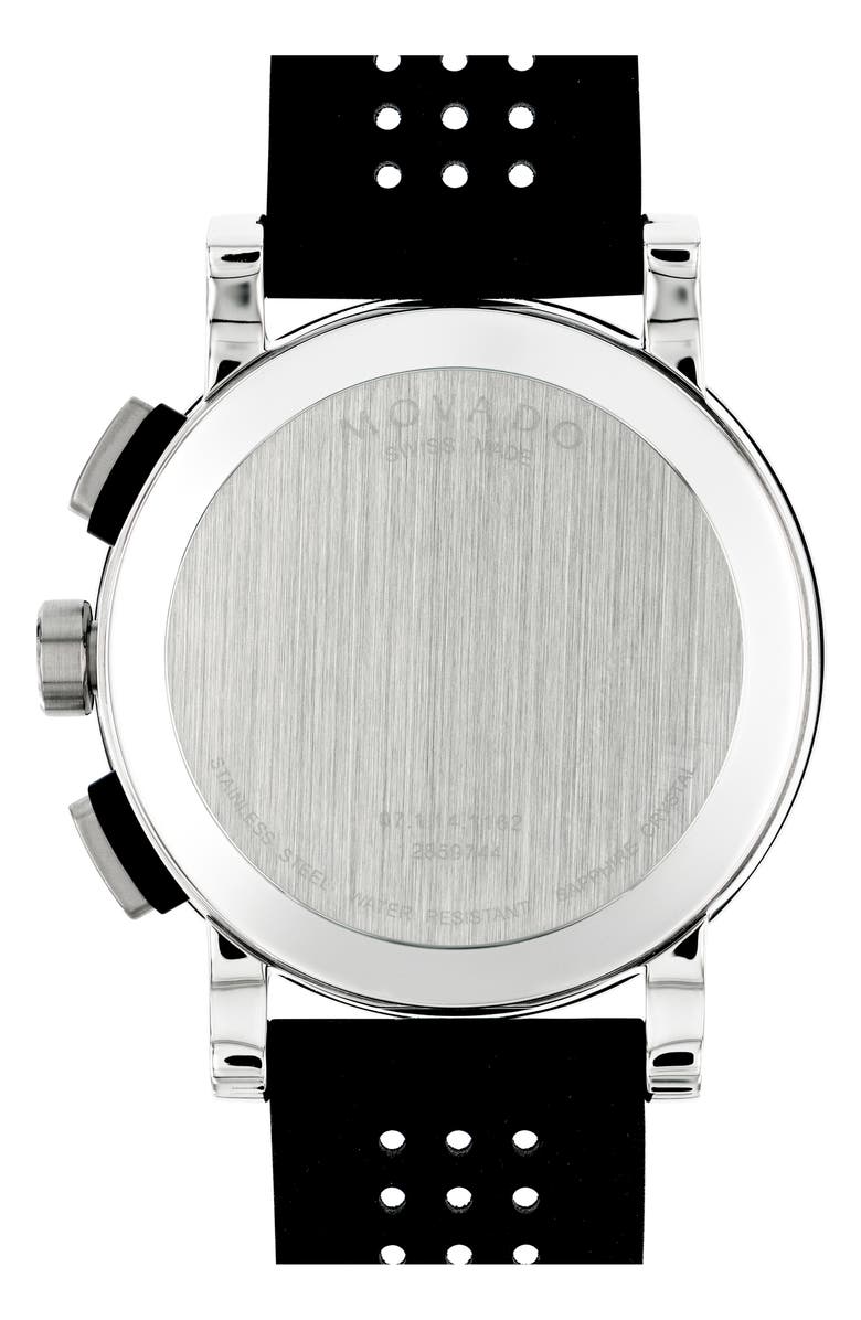 Movado 'Museum' Chronograph Rubber Strap Watch, 44mm, Alternate, color, 