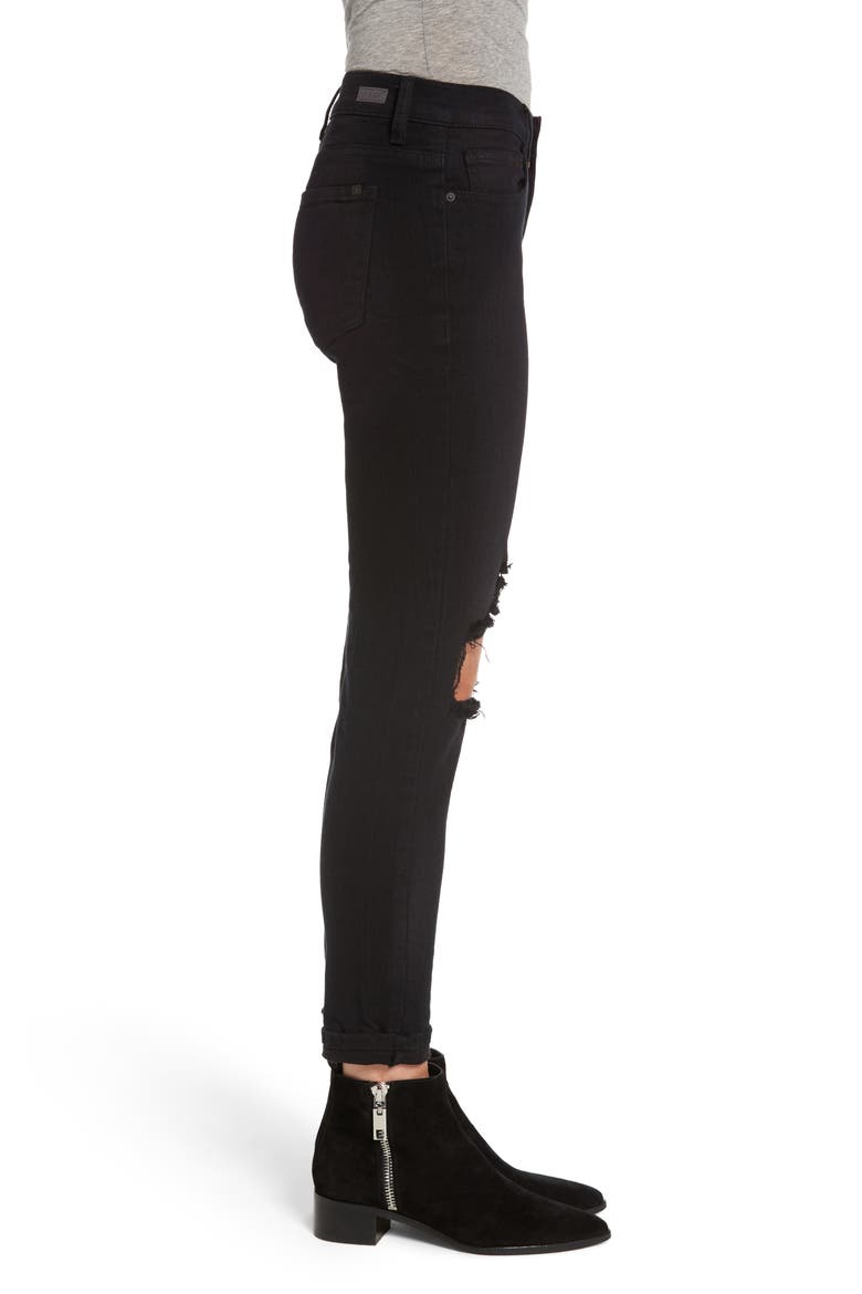 Destroyed Boyfriend Jeans, Alternate, color, BLACK