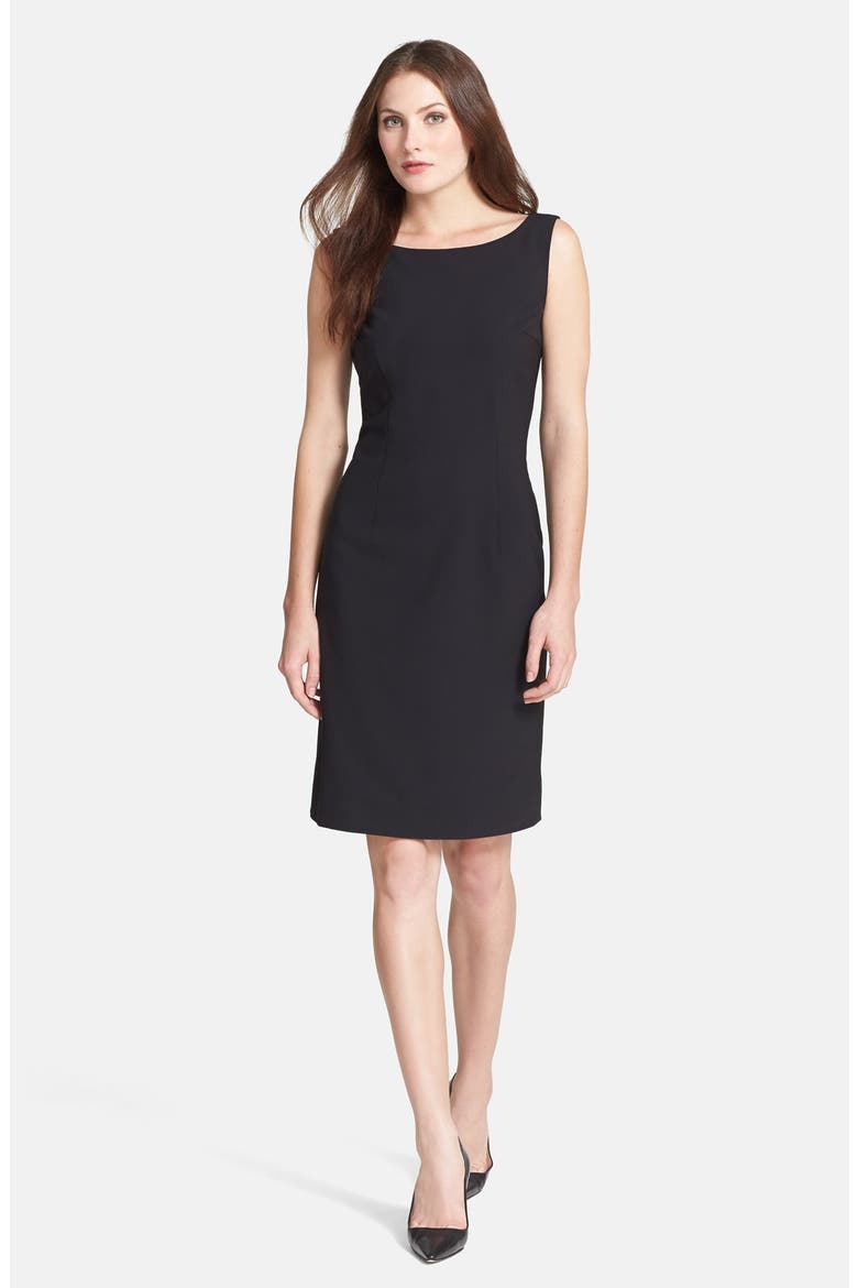 'Dinoma' Stretch Wool Sheath Dress, Main, color, BLACK