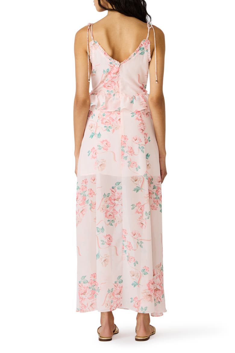 Ilara Floral Ruffle Detail Maxi Dress, Alternate, color, PEACH ROMANCE