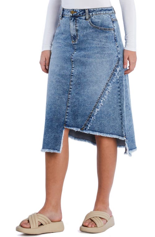 Wash Lab Denim Fray Two Step Denim Skirt In Two Step Blue