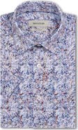 Bugatchi Miles OoohCotton® Tropical Leaf Print Short Sleeve Button-Up Shirt