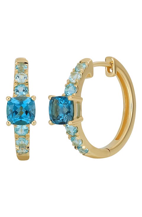 Color Jewel Embellished 14K Gold Hoop Earrings (Online Trunk Show)