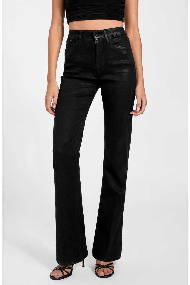 Sexy High Waist Coated Flare Jeans, Main, color, JBLACK-BLACK