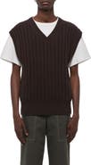 Helmut Lang Zephir Oversize V-Neck Ribbed Wool Blend Sweater Vest