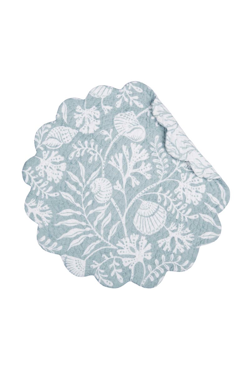 C&F Home Seafoam Reef Scalloped Round Placemats Set of 6 Nautical Design Coral, 17", Alternate, color, White
