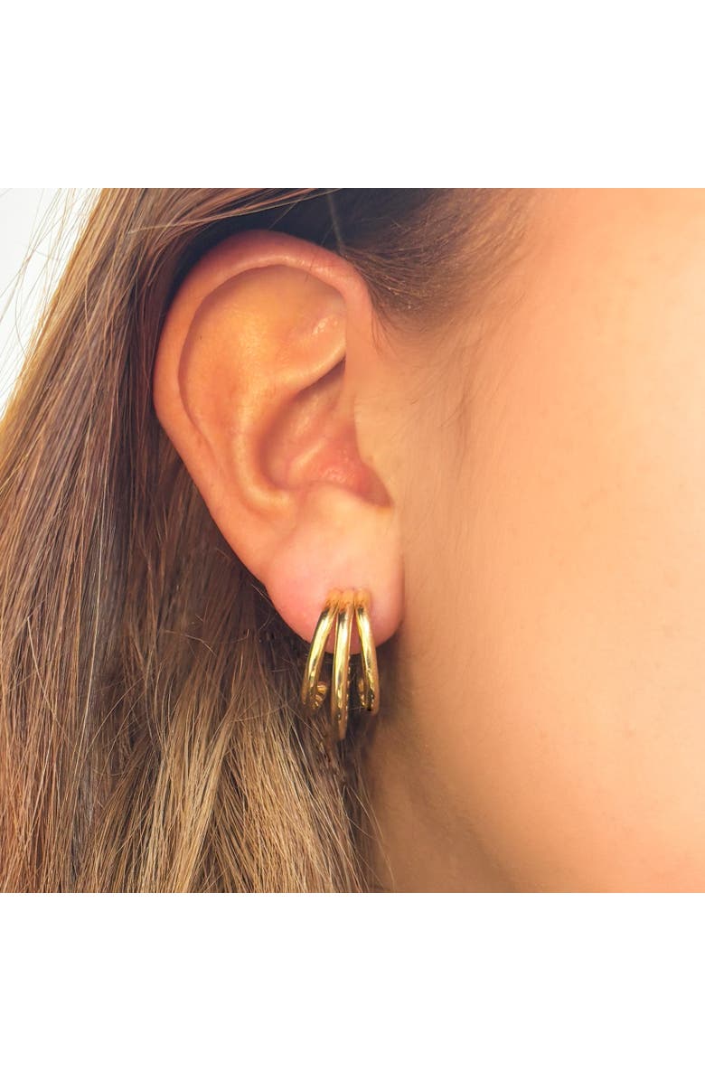 The Lovery Fine Jewelry Gold Triple Hoop Earrings, Alternate, color, Yellow Gold