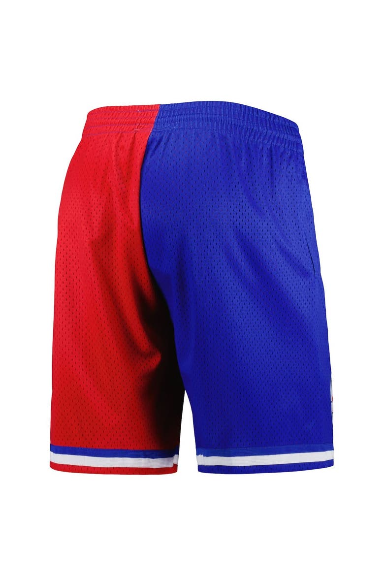 Men's Mitchell & Ness Royal/Red Philadelphia 76ers Hardwood Classics 1982 Split Swingman Shorts, Alternate, color, Royal